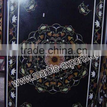 Black Rectangle Marble Inlay Table Top