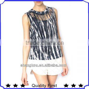 Elegant Blouses for Women Chiffon Blosuse Round Neck Seleeveless Bouse SHK0 1023