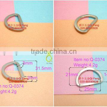 nickle metal d ring , zinc alloy d ring , 1 inch D ring Q-0374