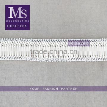 new arrival embroidery woven lace white color ribbon with rubber for wedding dress