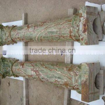 CUSTOM DESIGN DARK GREEN ONYX COLUMNS PILLARS CARVED TOP photo-3