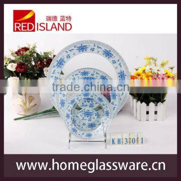 Tempered glass tray with decal of Chinese style