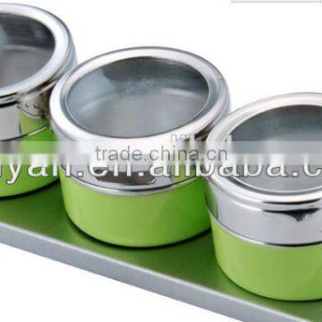 stainless stell spice jar set with powder spraying,metal spice jar set condiment set,set of 3 pepper container,