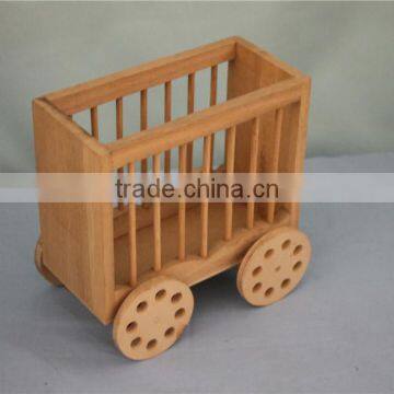 Custom Unfinished Personalized Wooden Pen Holder With Wheel photo-2