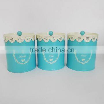 Lace Lid With Tea Coffee Sugar Set Biscuit Bread Bin Cake Canister Storage Jar Pot