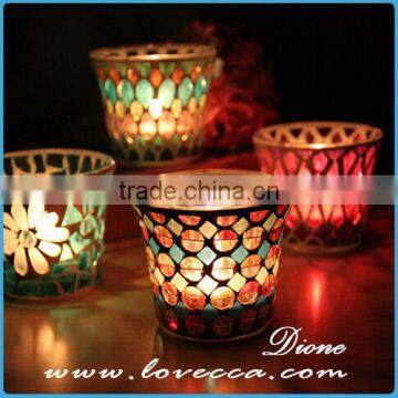 Unique Turkish Handmade Glass Mosaic Candle Holder for Home Decoration photo-3