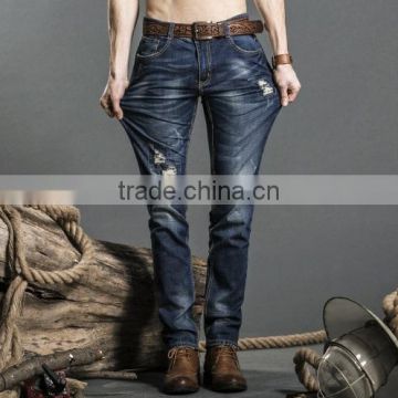 Fashionable Washed Men's Cotton Woven Jeans