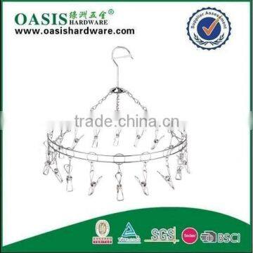 Foldable Stainless Steel Clothes Hanger /Laudry Clips Hanger;stainless Steel Clips Hanger/ Clothes Hanger With 24 Pegs/ photo-6