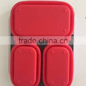 Collapsible Silicone Lunch Box With Serving Tool/square Shape Foldable Silicone Lunch Box photo-5