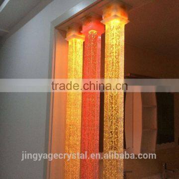 Tall crystal bubble pillars with led light base for partition wall