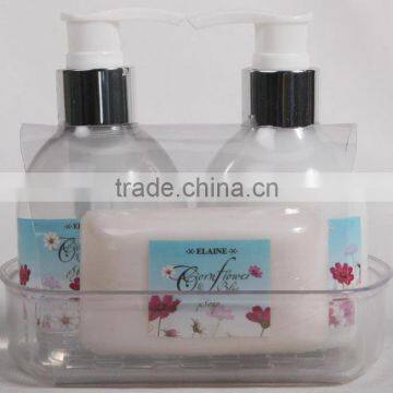 3 PCS BATH SET W/PLASTIC BASKET