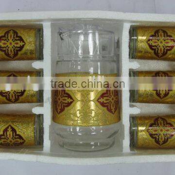 JK004 7pcs glass drinking set with deco