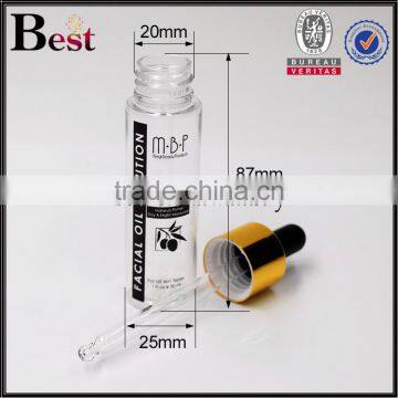 Wholesale Cosmetic Essential Oil Fragrance Perfume PET Screen Printing Aluminum 30ml Plastic Dropper Bottle 2017 Hot New Product