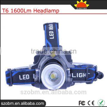 OEM T6 Rechargeable Led 1600Lm High Power Zoom Headlamp Camping Frontal Light Head Torch photo-2