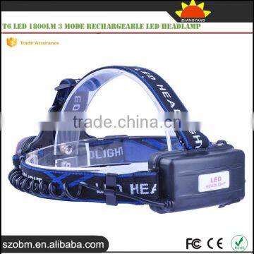 Comfortabel Wear Outdoor Headlight XM-L T6 Led 1800Lm 3 Mode High Power Led Headlamp photo-2