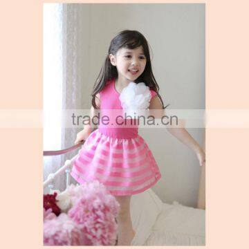2015 Summer Girls Dress Girls Cute Princess Stripe Dress 3D Flower Boutique Party Costume Children Clothes Dress for Girl photo-5