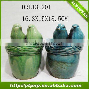 Cheap Wholesale bird design garden ceramic flower vase