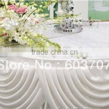 White Ice Silk Table Skirt With Tapes at Back With Detachable White Swag Table Sikrt photo-2