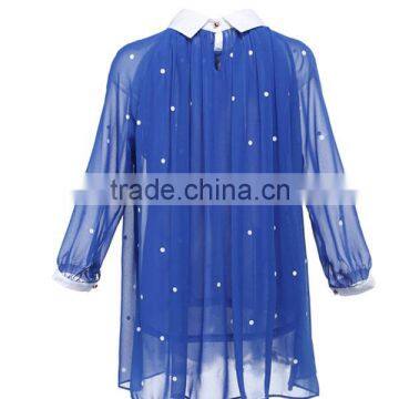 2015 Fashion Polyester Doule Layer Long Sleeves Direct Manufacturer High Quality Design of Office Blouses photo-3