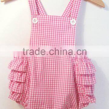 2017 New Fashion Small Gingham Girl Baby Ruffle Romper