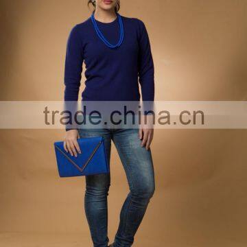 Ladies Crew Neck Pullover - 100% Cashemre