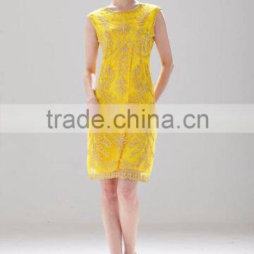 A-Line Neck Design Shinny Gold Ladies Casual Slim Fashion Dress With Zipper Black SR-D9789 photo-5