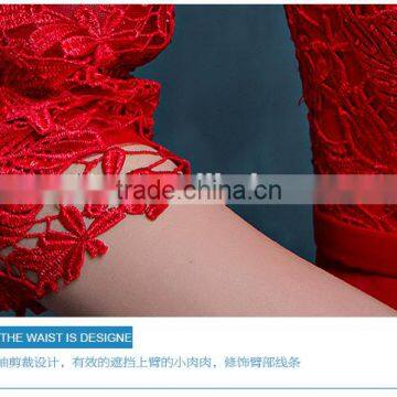 MGOO Brand Design Custom Long Dress Transparent Red Lace Long Dress Off Shoulder Applique Long Sleeves Prom Dress 2069 photo-6