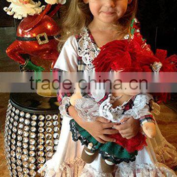 Girls Classic Long Sleeved Plaid Vintage Lace Embellished Nightgown Baby Christmas Sleepwear photo-3