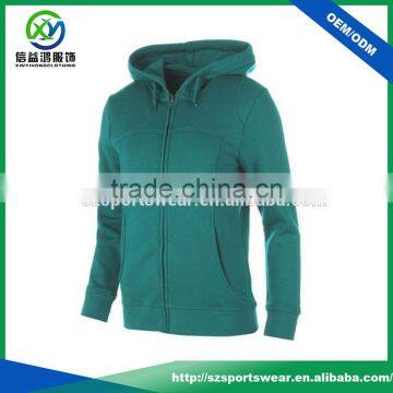 Plain Green Color Full Zipper Lady Hoody Jacket With Custom Design and Logo