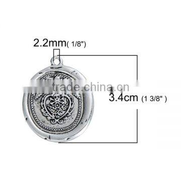Zinc Based Alloy Halloween Skull Irregular Antique Silver Wing Wax Seal Pendants photo-2