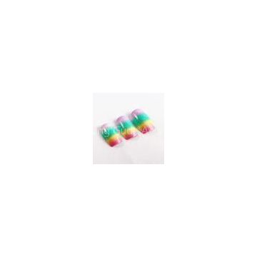 Full cover Rainbow pattern Nail Art Fake Nails with ABS material