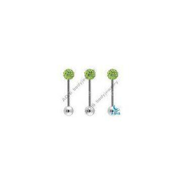 Bright Peridot Stylish Unique 316l Surgical Steel 14g Ferido Ball / Tongue Piercing Jewelry