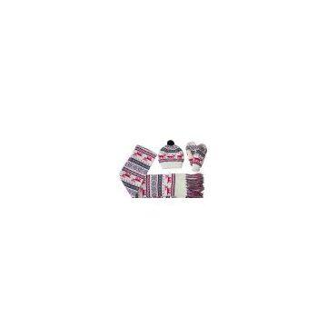 Sell Acrylic Jacquard Knitting Scarf / Hat / Gloves