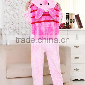 Lastest Flannel Material One Piece Pink Pajamas photo-3