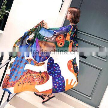 B22509A Ladies Holiday beach sunscreen Printed towel Scarf Shawl scarves