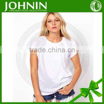 High quality polyester made in china white T-shirt for women