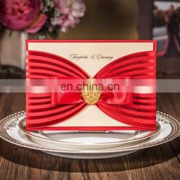 Luxury Greeting Card 6005 Free Customized Printing Red Wedding Invitation Cards