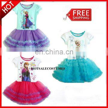 Frozen Styles Free Shipping Frozen Snow Queen Princess Elsa Dress Three Colors For Kids/Girls