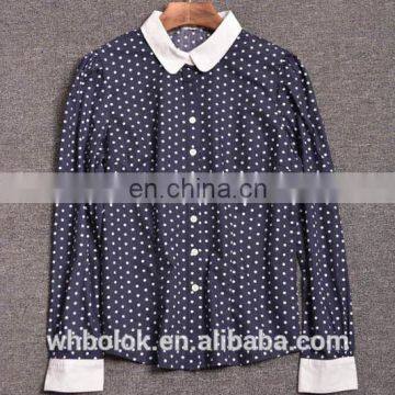 Ladies all over printing blouse long sleeve peter pan collar summer soft cotton shirt