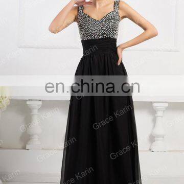 Newest Grace Karin Long Chiffon Beaded Elegant Purple Evening Dresses 2015 CL4104-4 photo-5