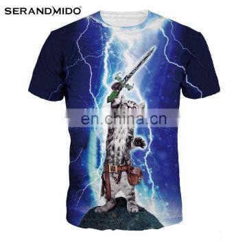 Warrior Cat Printing Blue Dylan Women Digital Printing Casual Fit Breathable Custom Print T-shirt