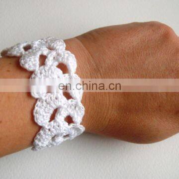 Wedding bracelet White cotton bracelet Crochet Bracelet Birthday gift Lace Trim bracelet