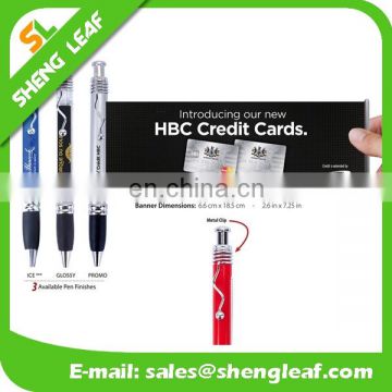 Available pen finishes with metal clip flag pens