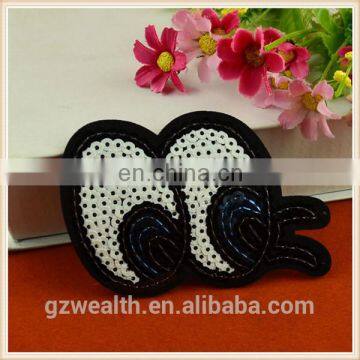 hot sale customized designs emboidery big eyes sequins patches for clothing