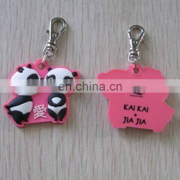 Cute kissing panda design pvc zipper puller head for valentine's day