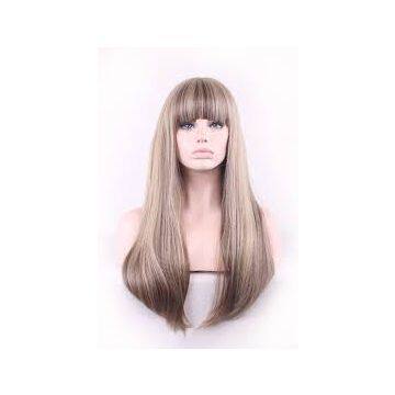 Yaki Straight Visibly Bold Full Full Head  Lace Human Hair Wigs