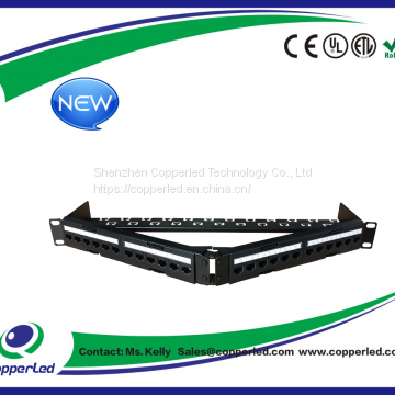 UTP Cat.6A 24Port angled Patch panel , 6 jacks in one Patch Panel