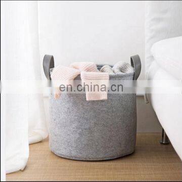 Large Capacity Strong Felt Laundry Basket With PU Leather Handle photo-3