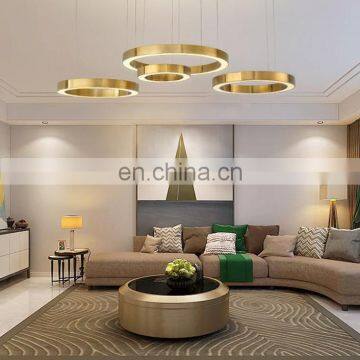 Stainless steel circle ring chandelier creative personality dining room lamp post modern luxury living room chandelier