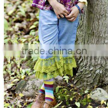 2014 New Design Lace Ruffle Pants Girls Jeans Ruffle Childrens Boutique Clothing photo-5